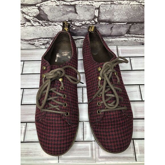 Dr. Martens Samira Burgundy Black Plaid Fabric Lace Casual Shoes Women Sz 11M US - Picture 16 of 16